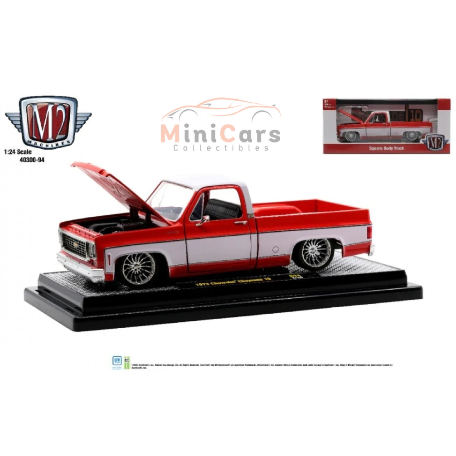1973 Chevrolet Cheyenne 10 Square Body Truck Flame Red With Bright White 1:24